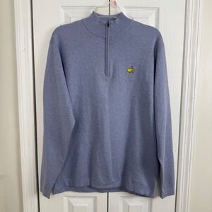 Masters Golf Tournament Quarter Zip Pullover Blue Heathered Sweater Mens XL